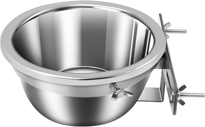 Dog Crate Water Bowl No Spill, Stainless Steel Hanging Large Dog Crate Water Bowls with Metal L-Shaped Feeder for Kennel, S(1100Ml/37Oz)2