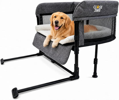 Englacha Close2Me Elevated Pet Bed - Bedside Mattress for Cats and Small Dogs - Comfortable, Cozy Design with Tool-Free Installation - Foldable for Easy Transport, Carry Bag Included1