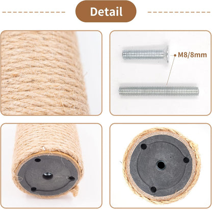 4PCS 12 Inch Cat Scratching Post with Natural Sisal Rope Cat Scratch Pole Scratching Tree Scratching Posts for Indoor Replacement Part Accessories for DIY Cat Tower Hammock3