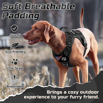Rabbitgoo Tactical Dog Harness for Large, No Pull Military Service Vest | Molle & Handle, Heavy Duty, Adjustable, Reflective Straps, Easy Control for Training Walking, Black, Large6