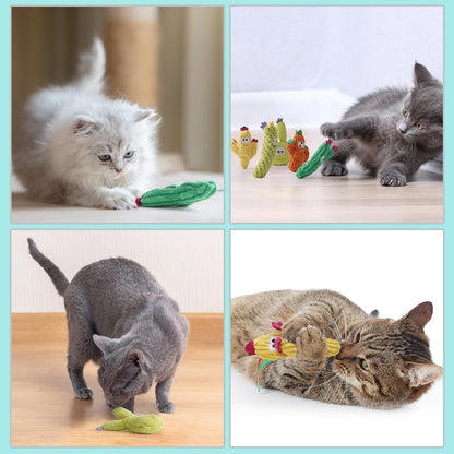 Cactus Catnip Toys, 100% Pure Organic Catnip-Filled Toys without Cotton | 5 Pack Interactive Kitten Toy for Anxiety Relief, Soft Cute Teething &Chew Toys for Indoor Cats7