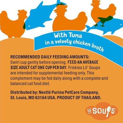 Purina Friskies Natural, Grain Free Lickable Cat Treats Lil’ Soups with Tuna in Chicken Broth - (Pack of 8) 1.2 Oz. Cups8