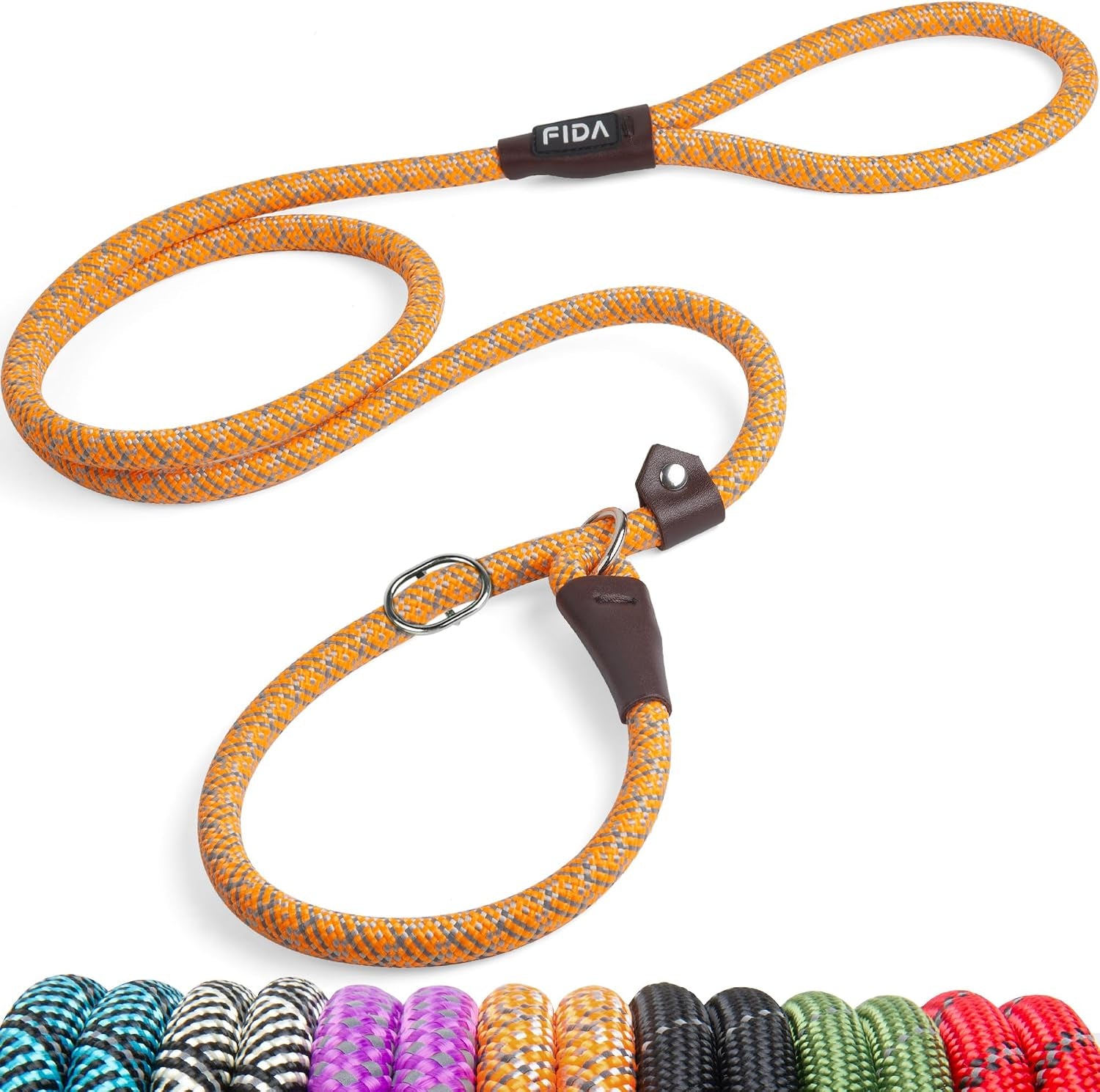 fida-durable-slip-lead-dog-leash-6-ft-x-1-2-heavy-duty-dog-loop-leashes-comfortable-strong-rope-slip-leash-for-large-medium-dogs-no-pull-pet-training-lead-with-highly-reflective1-2-black