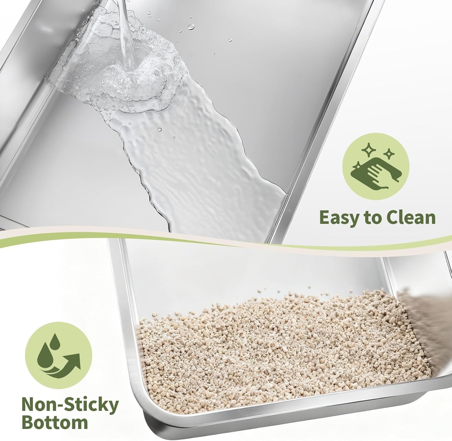 gimars-2-pack-xl-stainless-steel-cat-litter-box-for-big-senior-cats-multi-cat-metal-litter-pan-with-high-sides-odor-resistant-easy-clean-includes-litter-scoop-litter-mat-anti-slip-pads