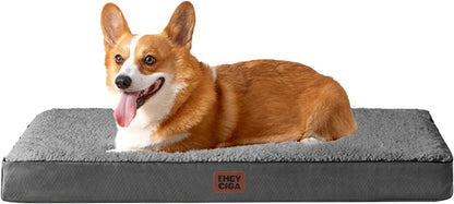 EHEYCIGA Orthopedic Dog Bed Large with Removable Washable Cover,Grey,41X27 | Egg Crate Foam Support,Durable Oxford Fabric,Non-Slip Bottom,Machine Washable,Soft Waterproof Plush Pet Bed Mat for Crate40