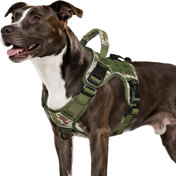 WINGOIN Tactical Dog Harness for Large Dogs, Heavy Duty No Pull Dog Harness with Handle, Adjustable Reflective Military K9 German Shepherd Big Size Dog Vest for Walking, Training, Hunting, Green (L) | with Handle,Adjustable Reflective,Green Military K9 Style,Big Size Dog Vest,For German Shepherd,For Walking Training Hunting25