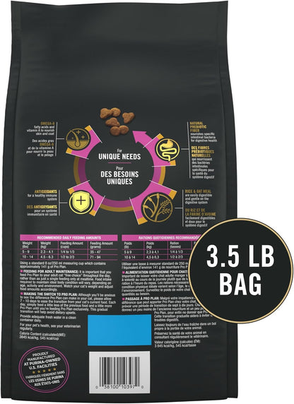 Purina Pro Plan Sensitive Skin and Stomach Senior Cat Food Salmon and Rice Formula - 3.5 Lb.10