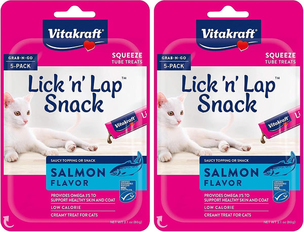Vitakraft Lick 'N' Lap Real Salmon Squeezeable Liquid Cat Treats, Lickable, Salmon Broth #1 Ingredient, No Artificial Colors, Preservatives or Added Sugar, for Hydration, 0.52 Oz. Tubes, 16 Count14