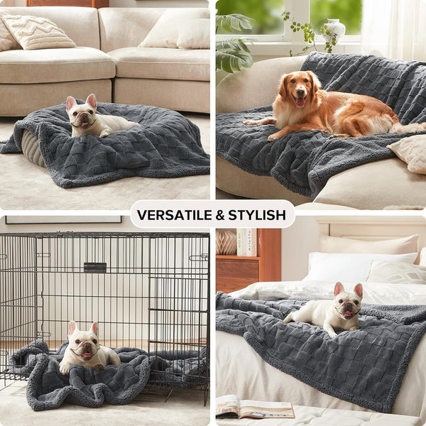 GASUR Waterproof Dog Blankets for Large Dogs, Dog Blanket for Couch Bed, Fleece Pet Blanket for Furniture Sofa Protector, Soft Pet Throw Blankets for Crate Car Outdoor, Washable, 50"X60",Grey5