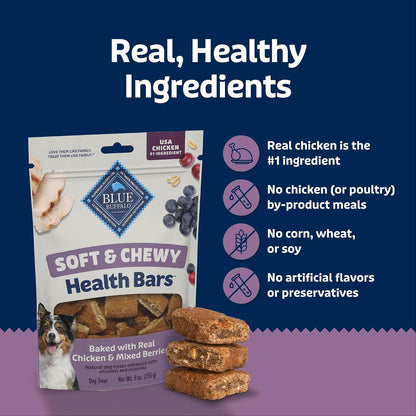 Blue Buffalo Soft & Chewy Health Bars, Baked with Real Chicken & Mixed Berries, Natural Dog Treats Enhanced with Vitamins and Minerals, 9 Oz. Bag7
