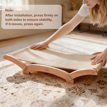 Extra-Large Sisal Cat Scratcher Bed for Indoor Cats, Cat Scratching Post with Hammock Nartural Sisal Scratch Pad for Large Cats Scratcher Lounge Chair, Wooden Cat Furniture (Nartural)8