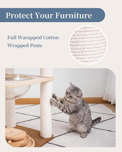 Modern Cat Tree for Large Cats, Modern Cat Tree Tower with Wide Shelves Cotton Scratching Posts, Super Sturdy Base, Cozy Perches, and Interactive Toys for Indoor Kittens 31-Inch6
