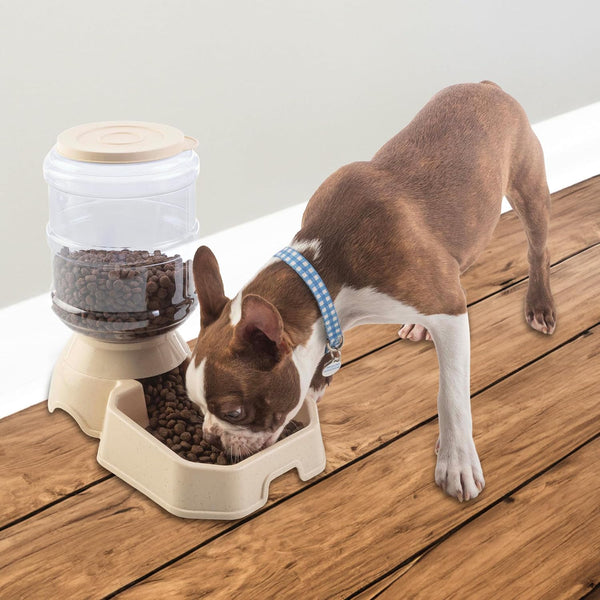 Automatic Cat Feeder and Water Dispenser - 2-Pack 3.8L/1G Dog Food and Water Bowl - Gravity Automatic Water Dispenser for Dogs and Cats by PETMAKER2