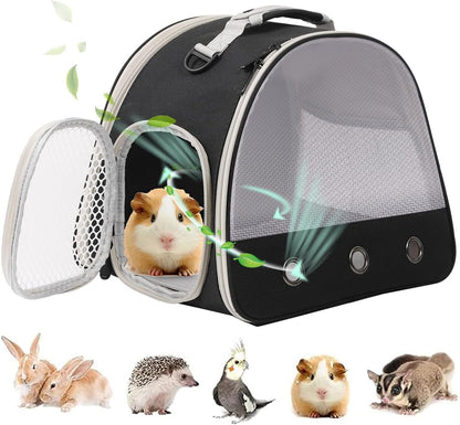 Guinea Pig Carrier Backpack, Clear Bubble Window Backpack for Guinea Pig, Bunny Rat Bird (Black, Carrier)16