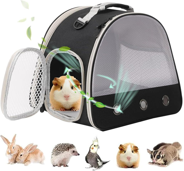 Guinea Pig Carrier Backpack, Clear Bubble Window Backpack for Guinea Pig, Bunny Rat Bird (Black, Carrier)16