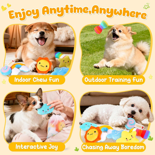 KIPRITII Whimsical Squeaky Dog Toys for Small Dogs & Puppies – Plush Toys Pack with Storage Bag, 9 Pcs Stuffed Puppy Chew Toys with Squeakers to Relieve Boredom3