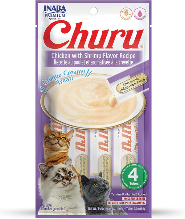 INABA Churu Cat Treats, Grain-Free, Lickable, Squeezable Creamy Purée Cat Treat/Topper with Vitamin E & Taurine, 0.5 Ounces Each Tube, 4 Tubes, Tuna with Salmon Recipe27