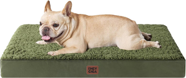 EHEYCIGA Orthopedic Dog Bed Large with Removable Washable Cover,Grey,41X27 | Egg Crate Foam Support,Durable Oxford Fabric,Non-Slip Bottom,Machine Washable,Soft Waterproof Plush Pet Bed Mat for Crate98