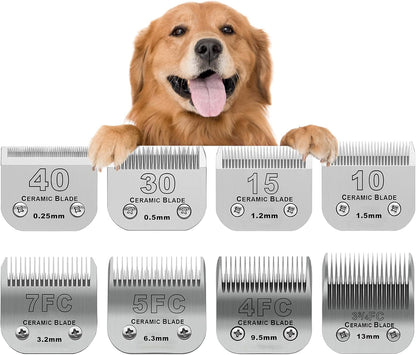 7FC Dog Grooming Ceramic Blades,Compatible with Andis,Oster A5,Wahl KM10 | Size 7FC Detachable Ceramic Blade 1/8-Inch 3.2MM Cut Length,3 Pack26