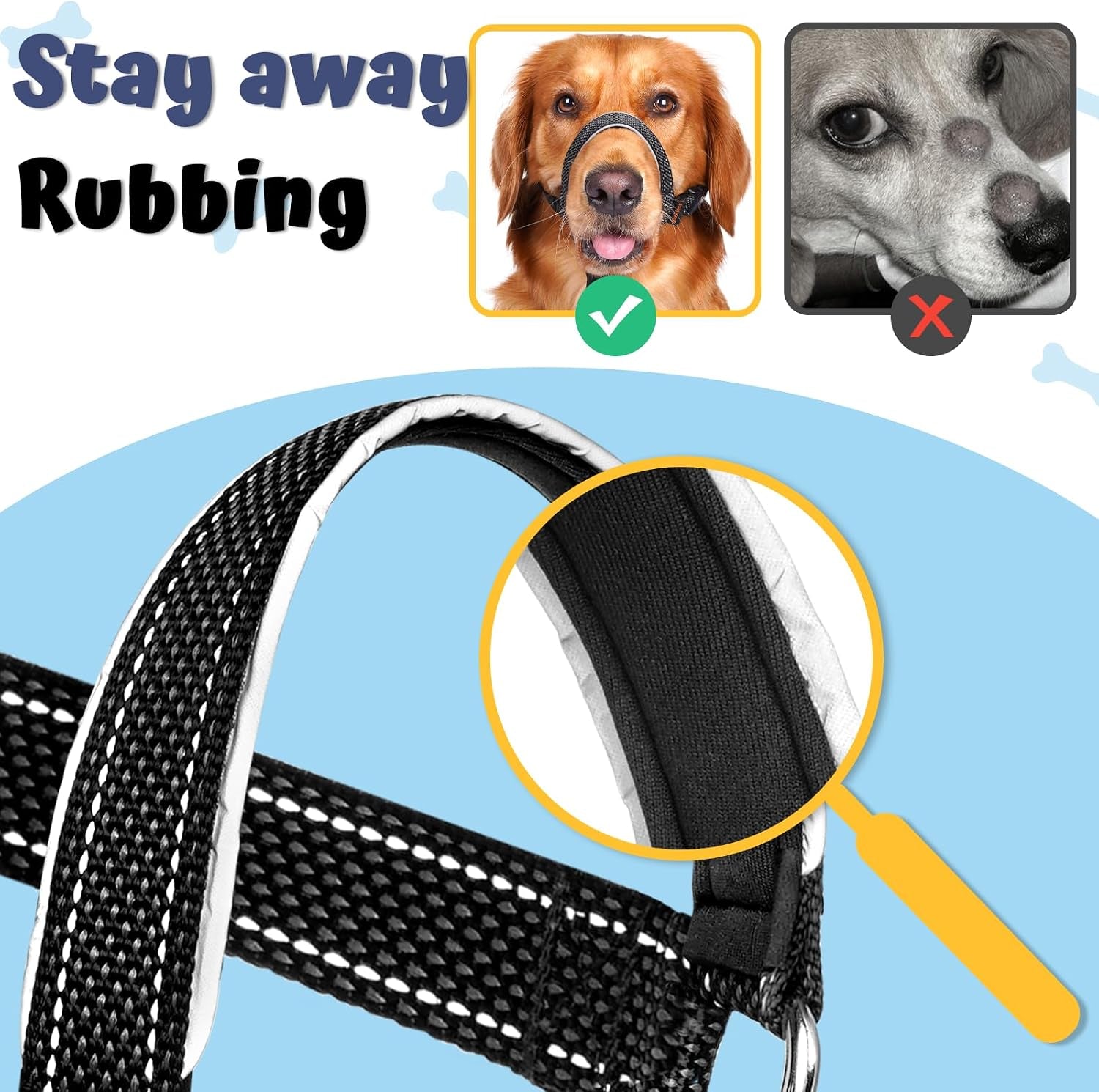 barkless-dog-head-collar-soft-no-pull-head-halter-with-safety-link-reflective-muzzle-leash-adjustable-headcollar-padded-nose-leash-for-large-medium-dogs-training-walking-black-m