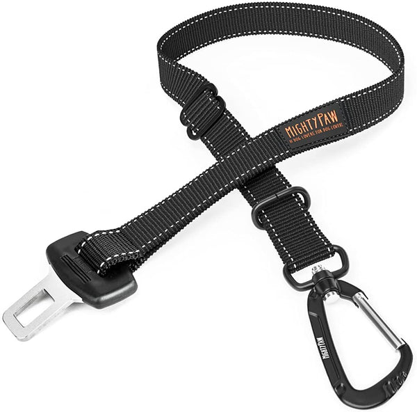 Mighty Paw Dog Seat Belt for Car, Heavy-Duty Aviation Aluminum Carabiner | 850 Lbs Force Rated, Nylon Webbing, Swivel Clip, 16-26 in Adjustable1