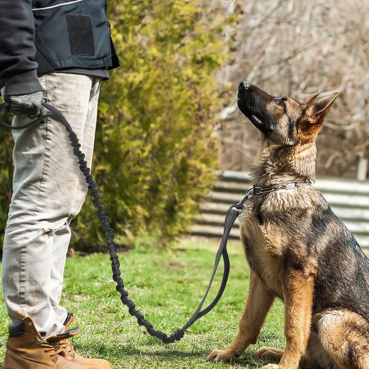 rabbitgoo-tactical-dog-leash-heavy-duty-training-bungee-lead-military-leash-with-2-padded-control-handles-for-medium-large-dogs-no-pull-for-shock-absorption-reflective-black-5-2ft