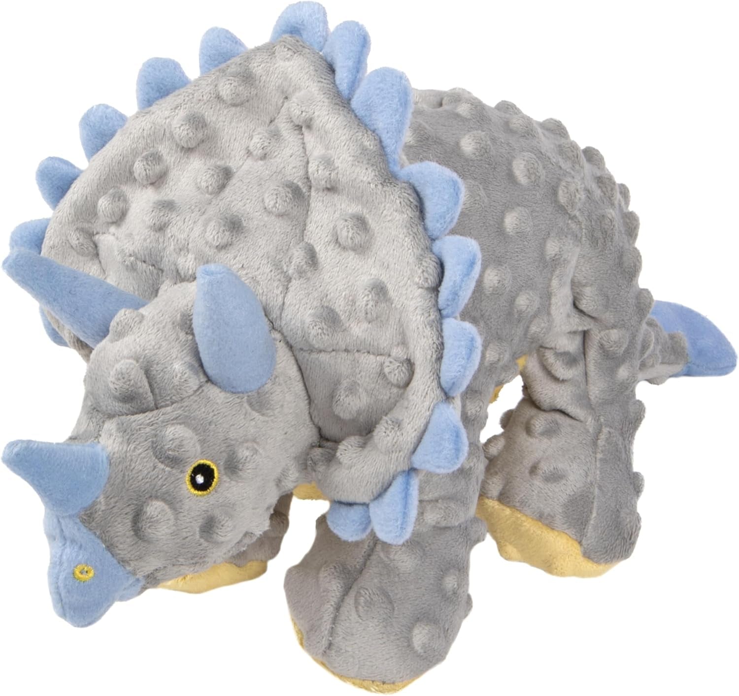 godog-dinos-frills-squeaky-plush-dog-toy-with-chew-guard-technology-durable-fabric-squeaker-for-active-play-gray-large