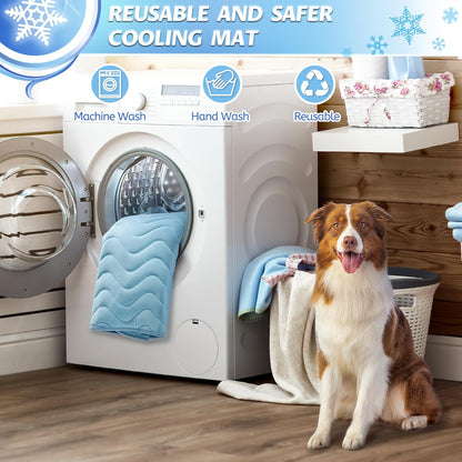 Dog Cooling Mat for Large Dogs, 40"X28" Breathable Self Cooling Crate Mat for Dogs & Cats, Portable Washable Pet Cooling Pad for Kennel, Sofa, Bed, Floor, Car Travel Indoor Outdoor Summer Use5
