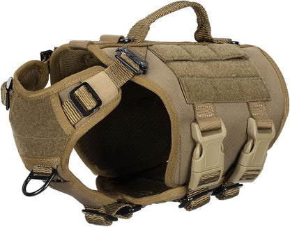 ICEFANG No Pull Tactical Dog Harness for Large Dogs,Adjustable Dog Vest | Control Handle,Molle Panel,Front Hook,3 Leash Clips,Soft Padded,For Walking Training,Pink,Large27