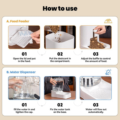 Automatic Cat Feeder & Water Dispenser Set (Bowl Not Included) | Gravity Dog Waterer and Food Feeder for Small Medium Dog Cat Puppy Kitten Water & Food Bowl Large Capacity8