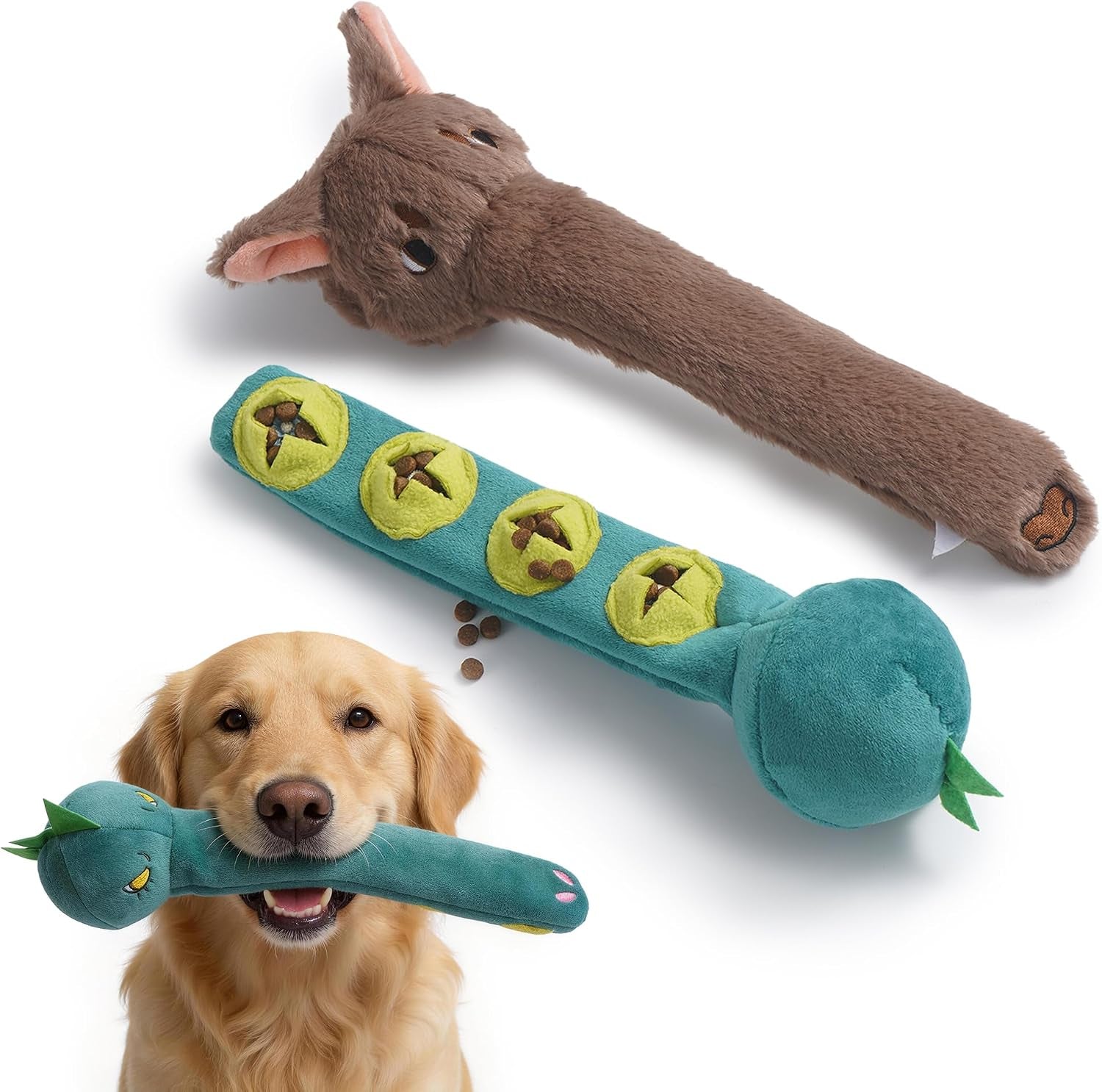nocciola-dog-squeak-toys-5pcs-dog-toys-to-keep-them-busy-for-aggressive-chewers-hide-and-seek-crinkle-dog-toy-for-large-dogs-long-face-wild-animals-playground-series