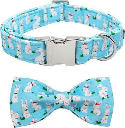 Lionet Paws Boy Dog Collar with Bowtie, Comfortable Adjustable Cute Navy Blue Bow Tie Collar for Male Dogs Gift, Xlarge, Neck 16-26 Inches22