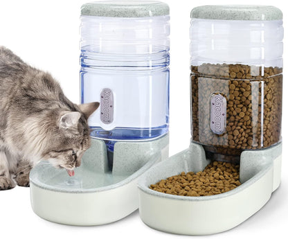 Kacoomi Automatic Dog Cat Feeder and Water Dispenser Gravity Food Feeder and Waterer Set with Pet Food Bowl for Small Medium Dog Puppy Kitten, Large Capacity 1 Gallon X 211