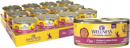 Wellness Complete Health Pate Adult Canned Wet Cat Food, Natural, Protein Rich, Grain Free, Chicken Entrée Recipe, 3 Oz, Pack of 24 Cans17
