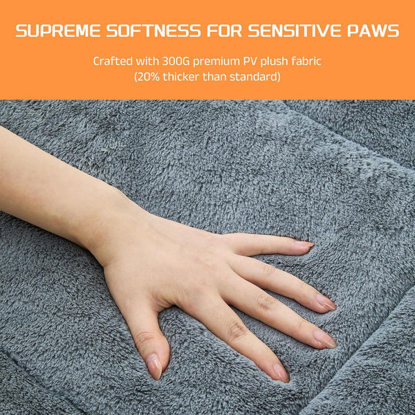 Washable Dog Crate Bed Mat for Medium/Large Dogs – All-Season Comfort with Ultra-Soft Flannel & Heavy-Duty Support (Gray, 36''L*23''W)2