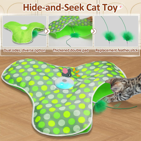Sofolor Interactive Cat Toy, Automatic Cat Toys for Indoor Cats, Hide and Seek Cat Toy with Motion Activated, Moving Feather, Chirping, USB Rechargeable2