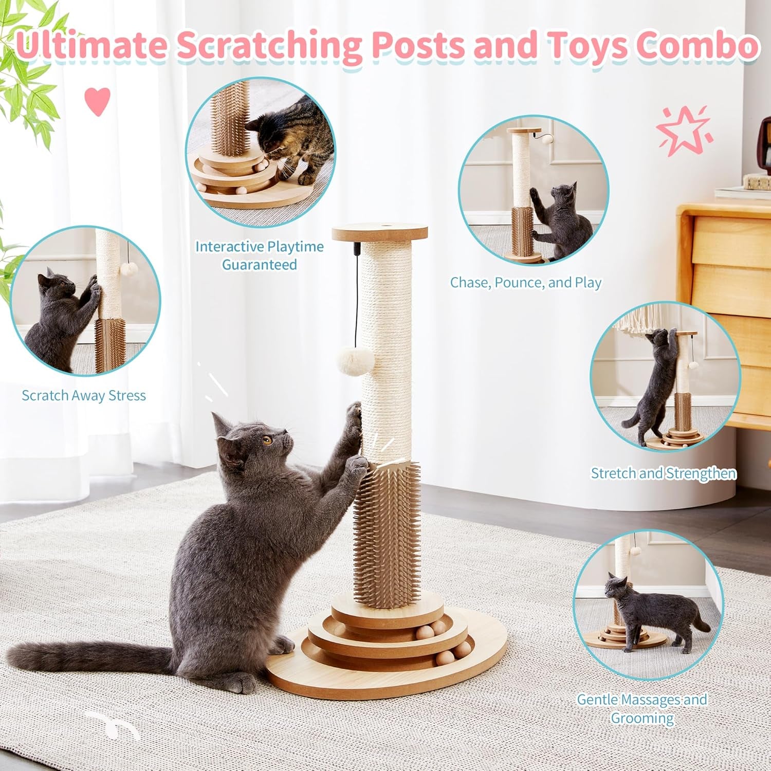 made4pets-cat-scratching-post-for-indoor-cats-with-self-groomer-23-cat-scratcher-with-natural-sisal-rope-stable-base-and-interactive-ball-track-cat-toys-for-kittens-and-small-indoor-cats