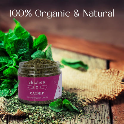 Catnip for Cats with Leaves and Flower Seeds 100% Natural and Organic Catnip Premium Cat Nip for Cats & Kittens Used as a Snack or Refillable Catnip Treats for Cats (1/2 Cup)5