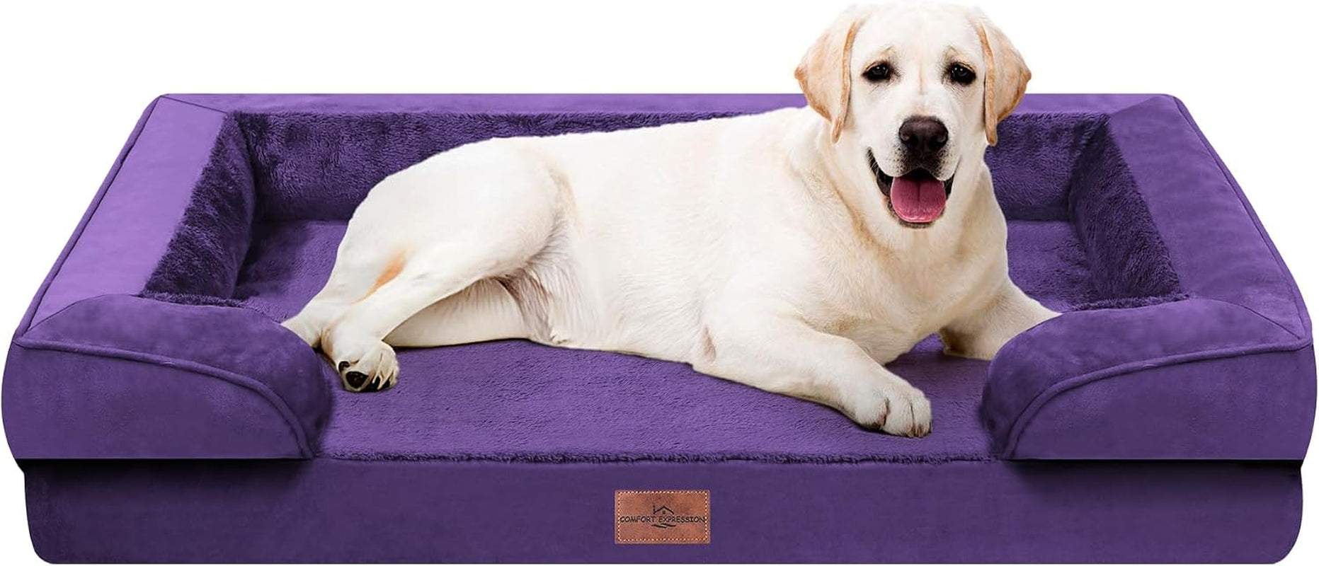 comfort-expression-orthopedic-dog-bed-for-extra-large-dogs-with-bolster-waterproof-dog-couch-bed-with-washable-cover-non-slip-bottom-supportive-egg-crate-foam-xl-pet-bed-42x30-inch
