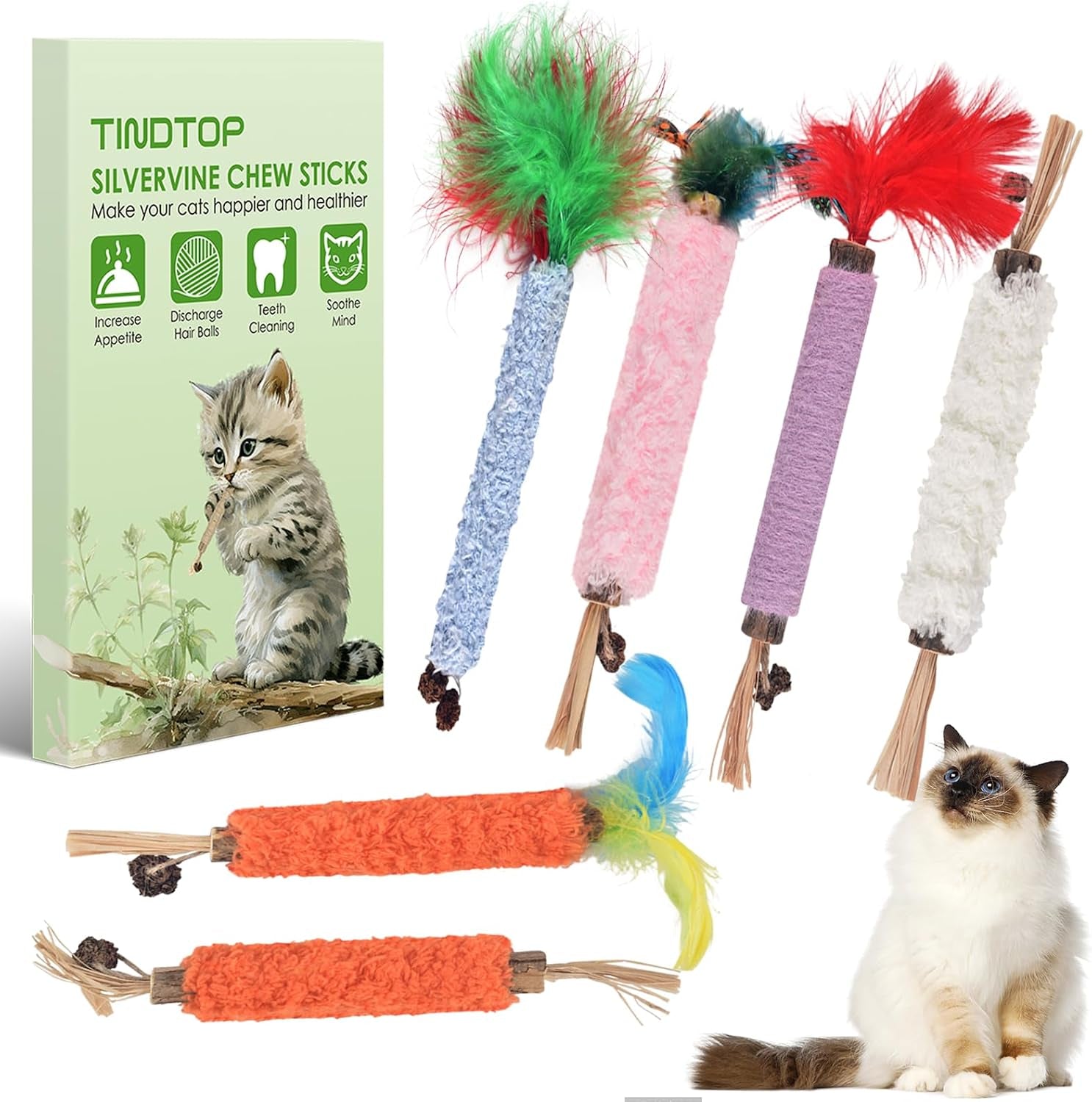 tindtop-silvervine-chew-sticks-for-cats-10-pack-natural-catnip-chew-toys-for-kittens-teeth-cleaning-matatabi-dental-care-increase-appetite-calm-cat-anxiety-and-stress-aggressive-chewers-toy