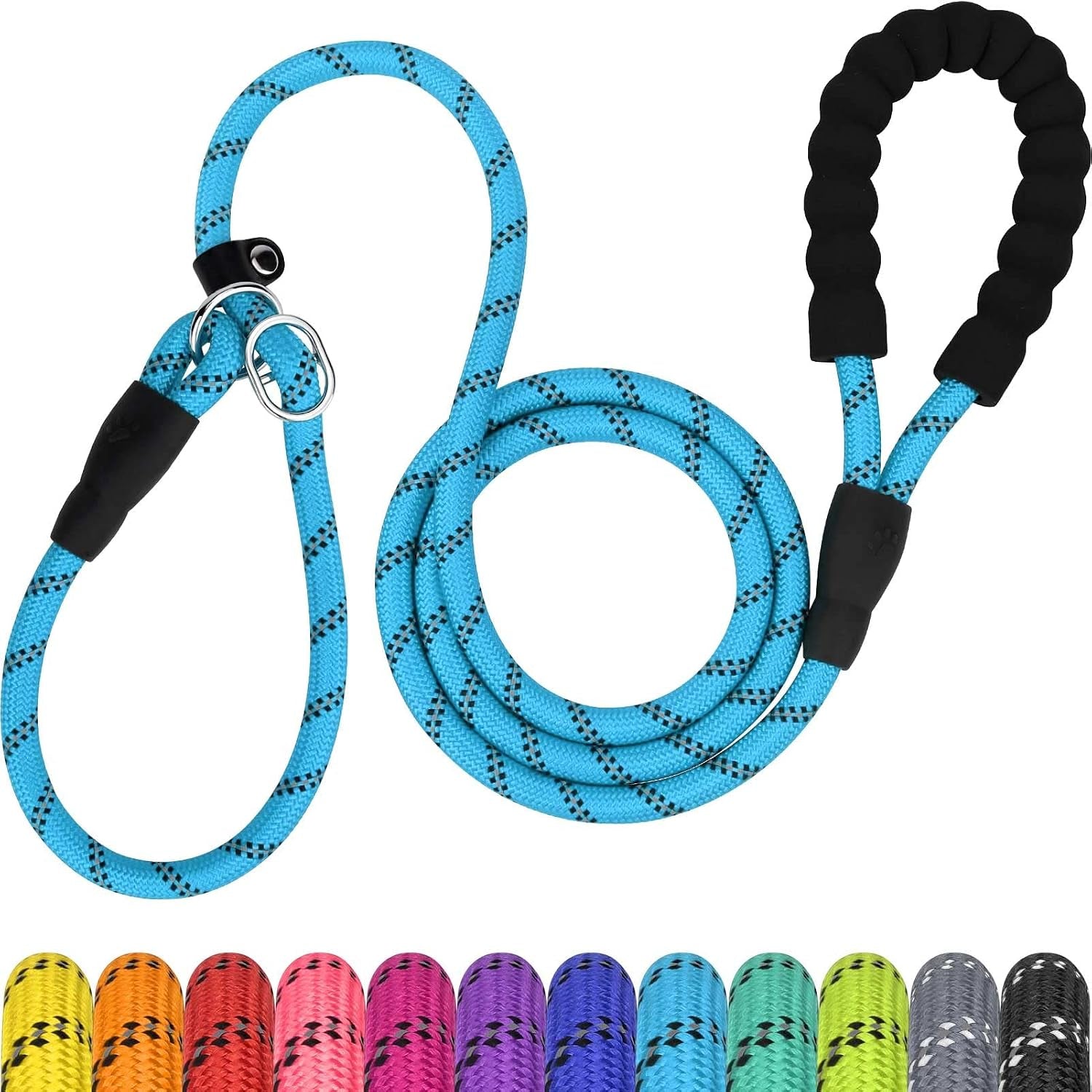 tagme-slip-lead-for-dogs-no-pull-training-leash-padded-handle-hot-pink-braided-climbing-rope-reflective-stitching-6-ft-fits-small-to-large-dogs-up-to-250-lbs-cushioned-grip-no-leash-burn