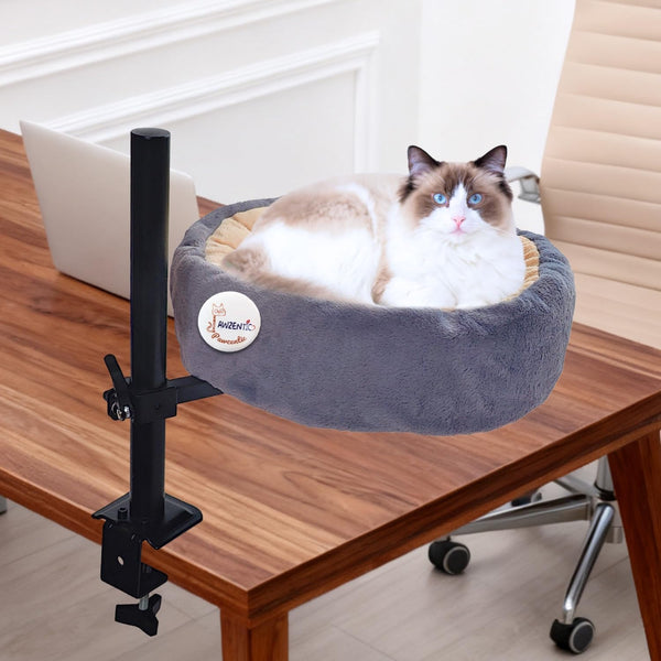 Cat Desk Bed, XL, Reversible 2-Tone, Adjustable, Light Gray10