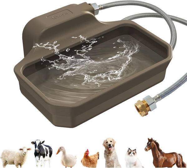 FICUSWIN 135OZ Automatic Water Dispenser for Large Dogs Patented Outdoor Dog Water Bowl Dispenser Automatic Dog Feeder Fit 3/4'' GHT Faucet Dog Waterer Include Water Hose Extra-Large Drinking Area8