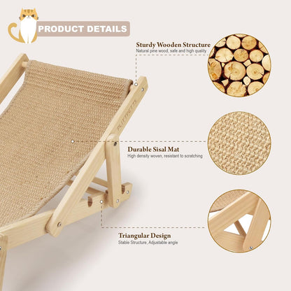 Sisal Cat Scratcher Bed with Adjustable 4-Position for Cats Scratcher Lounge, 2 in 1 Cat Sisal Chair for Indoor Cats Hammock for Scratching Pad, Natural Lounger Chair4