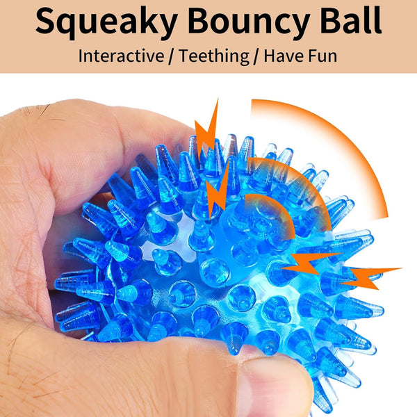 6 Pack Squeaky Spiky Dog Balls, Puppy Chew Toys for Teething, Small | Food-Grade TPR Rubber Durable, Interactive Fetch Floating Dog Pool Ball Toy for Chewers for Small Medium4
