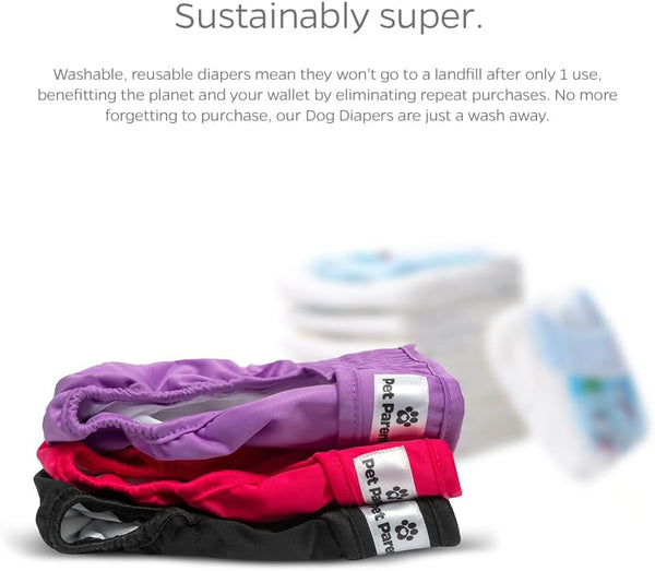 Pet Parents® Washable Dog Diapers (3Pack) + Extendrs® of Durable Doggie Diapers, Premium Dog Diapers Female (Large, Princess)6