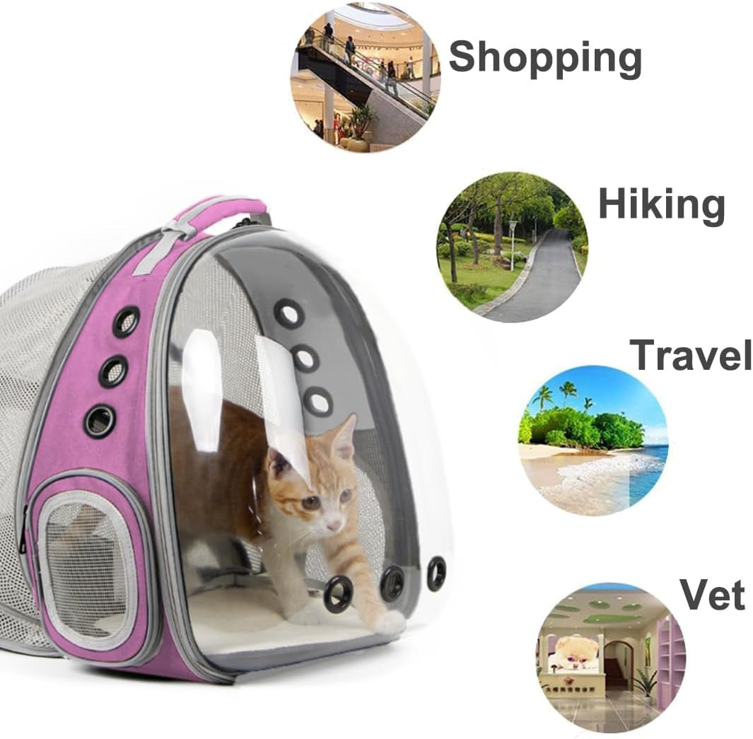 expandable-pink-cat-backpack-carrier-fit-up-to-12-lbs-space-capsule-clear-bubble-window-pet-carrier-backpack-for-kitten-bunny-rabbit-and-small-puppy
