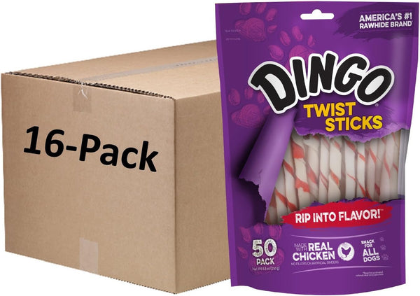 Dingo Twist Sticks Premium Rawhide Treats for Dogs Made with Real Chicken, 50 Count9