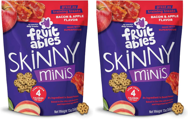 Fruitables Skinny Mini Dog Treats, Training Treats, Bacon & Apple, 12Oz | Healthy Dog Treats, Crunchy Dog Biscuits, Healthy Puppy Treats, Limited Ingredient, Training Rewards, Made in USA25