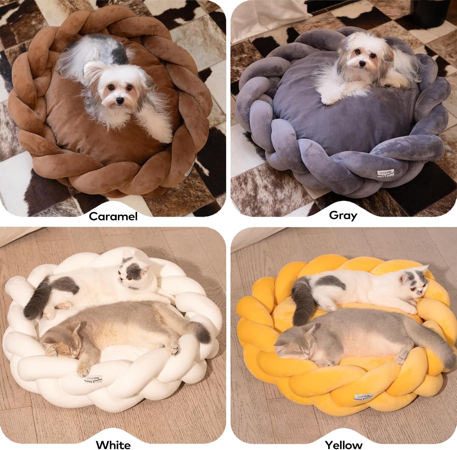 cheerpals-weave-cat-bed-for-indoor-cats-cute-pet-bed-with-washable-cushion-fluffy-kitty-bed-for-small-dogdark-gray